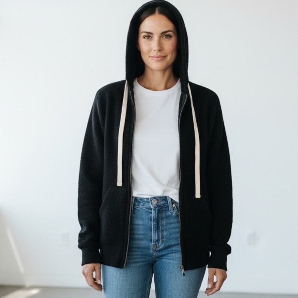NAKEDCASHMERE Black 100% Cashmere Zip Up Hoodie Sweater Women's Size S‎